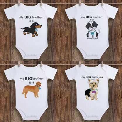 Combinaison imprimée humoristique « Mon grand frère est un teckel » pour nouveau-né, barboteuse pour bébé, jolie chemise pour chien, cadeau de fête prénatale pour garçons ou filles