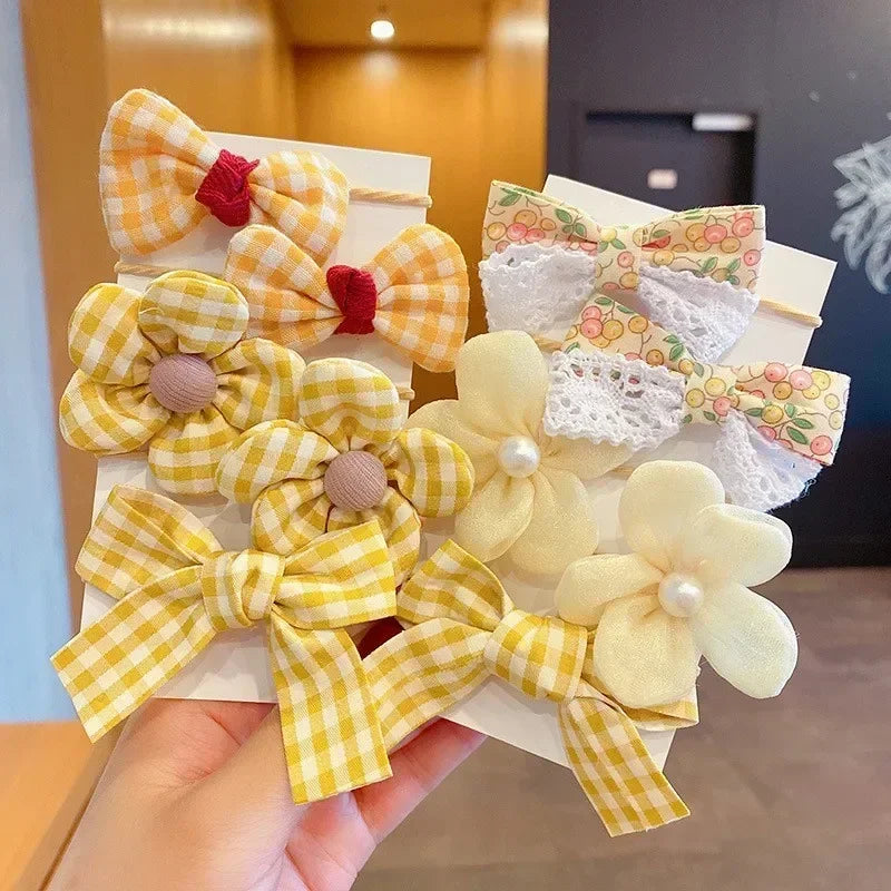 10Pcs/Set New Baby Girl Cute Colors Flower Hair Bands Ponytail Holder Chilren Soft Scrunchies Rubber Kid Hair Accessories