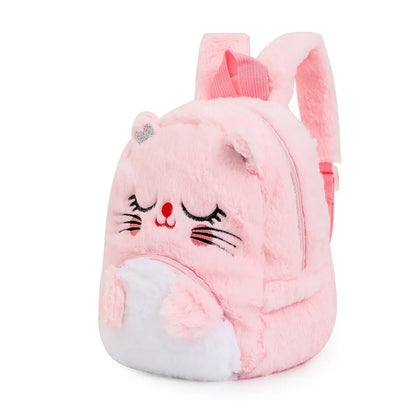 Girls and Boys Kindergarten Shoulders Bags Children's Cartoon Unicorn Plush Big Eyed Backpack Children's Colorful Plush Backpack