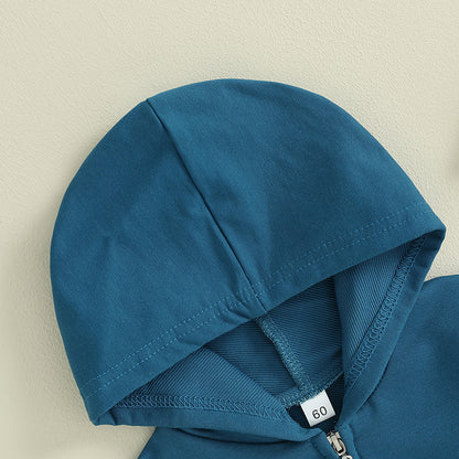 Combinaison Pudcoco pour nouveau-né, manches longues, capuche, fermeture éclair, couleur unie, pour garçons et filles de 0 à 12 mois
