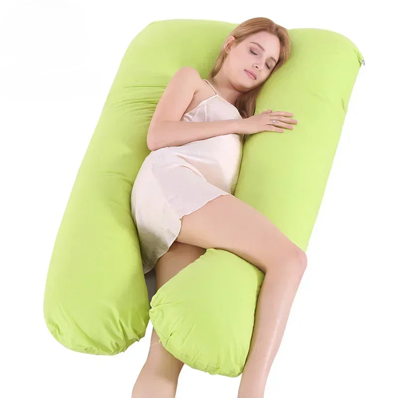 Coussin de grossesse en forme de U, coussin de soutien lombaire en pur coton, coussin de dossier pour femmes enceintes, oreiller multifonction pour tout le corps