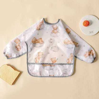 Kangobaby #My Soft Life#Waterproof Baby Long Sleeve Feeding Bib Fashion Full Body Cover