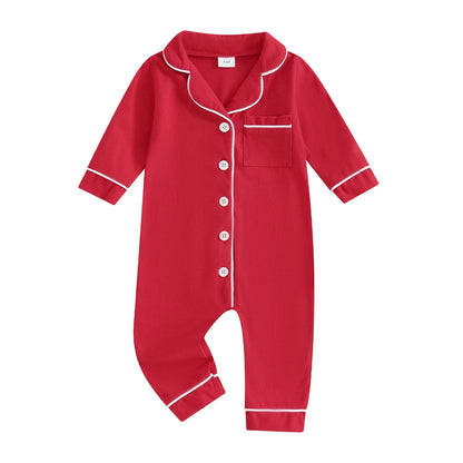 Barboteuse pour bébé garçon et fille, pyjama patchwork, col rabattu, boutons, manches longues, combinaison pour nourrisson, vêtements de nuit printemps-automne