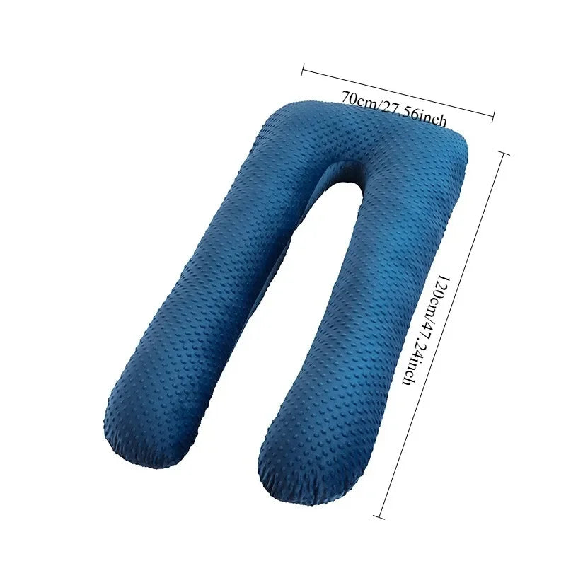 Oreiller amovible et lavable, oreiller doux pour dormir sur le côté, oreiller en forme de U pour femmes enceintes, oreiller de taille en mousse à mémoire de forme de couleur unie