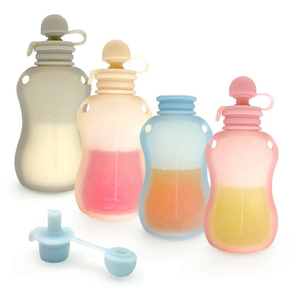 Sac de conservation du lait maternel réutilisable en silicone, anti-fuite, sucable, sans BPA, pour l'alimentation de bébé, le stockage des aliments et l'allaitement.