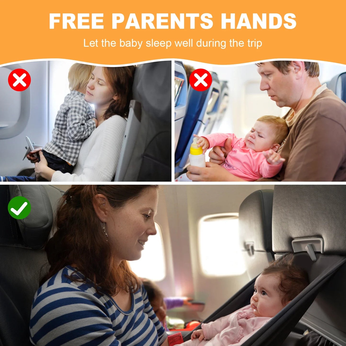 Toddler Airplane Seat Extender Flight Travel Bed to Save Mom's Lap Portable Toddlers Plane Foot Rest for Flying Fit Economy Seat
