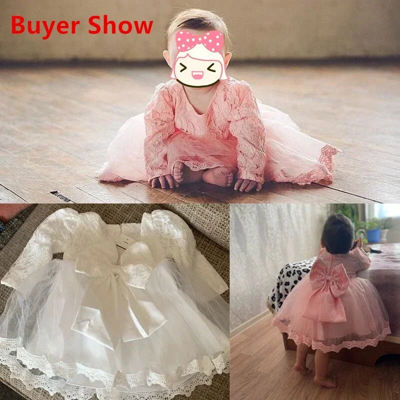 Robes de princesse à manches longues pour nouveau-né, tenue de fête, de mariage, de baptême, de fête ...