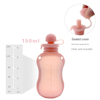 Sac de conservation du lait maternel réutilisable en silicone, anti-fuite, sucable, sans BPA, pour l'alimentation de bébé, le stockage des aliments et l'allaitement.