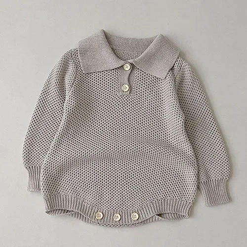 Body tricoté pour nouveau-né fille, couleur unie, ajouré, manches longues, automne, printemps, combinaison tricotée pour bébé fille