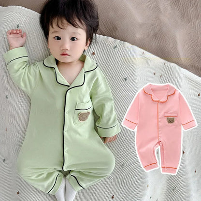 Pyjama en coton doux et respirant pour bébé, vêtements de nuit pour enfants, garçons et filles, printemps-automne