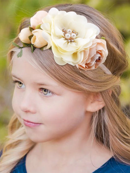 Baby Princess Flower Headband Girl's Floral Head Band Girl Flower Fontanelle Hair Dressing Headbands with big flower for party