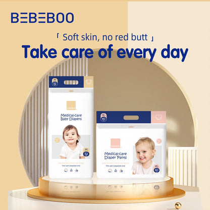 Bebeboo ultra-thin baby diapers use crystal clear water locking molecular structure to achieve instant suction and dryness