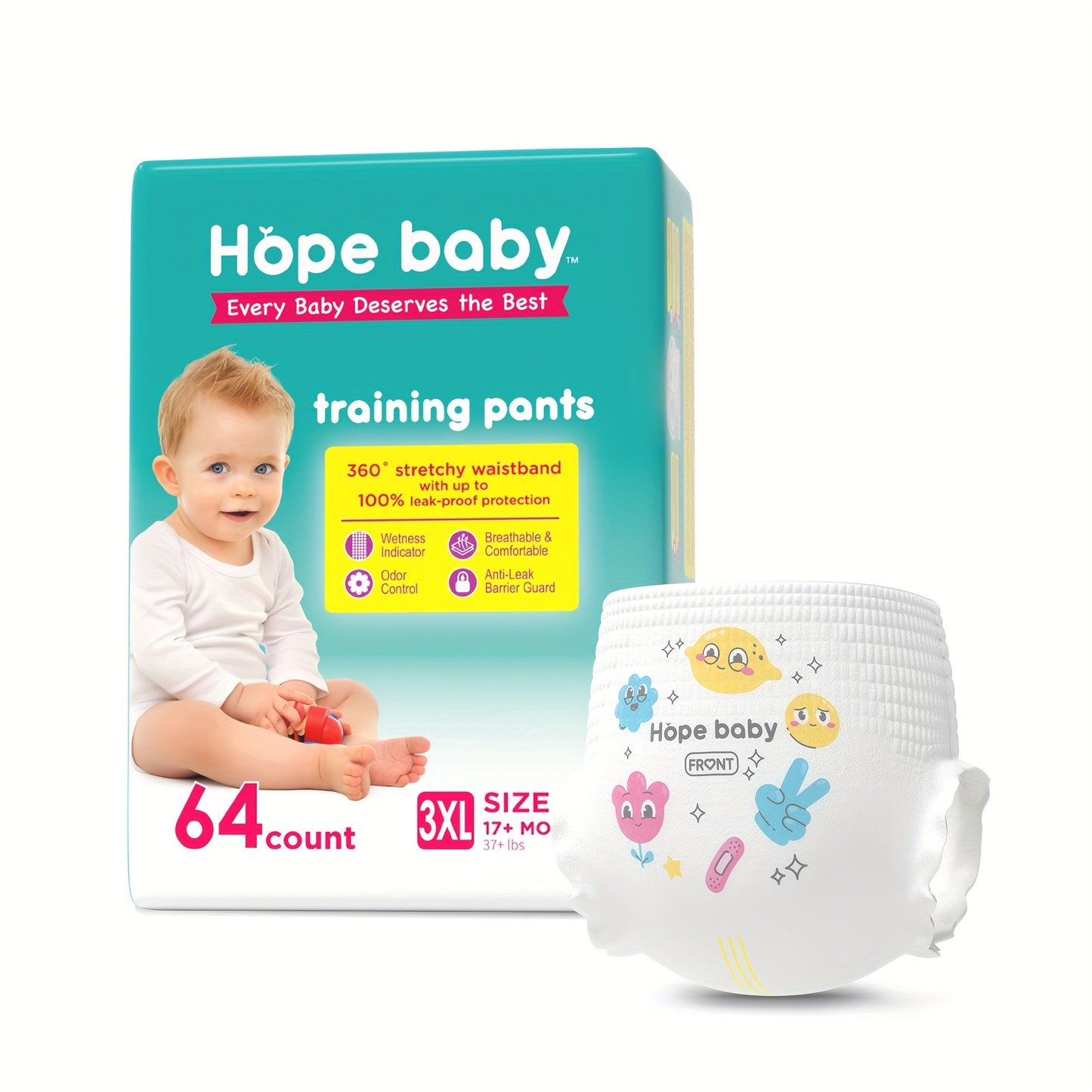 HOPE BABY Pull Ups 2T-3T (16-28 LBS), 68 Count Premium Training Underwear, Baby Diapers Toddler Potty Training Pants, Hypoallergenic With Skin