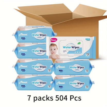 504pcs Baby Wet Wipes Pure Water Unscented & Hypoallergenic For Sensitive Skin Newborn Can Use Biodegradable Plant Fibers Cleaning Wet Wipes Baby Wipes Water Wipes 7 Packs Christmas Gifts For Newborn Family Mom